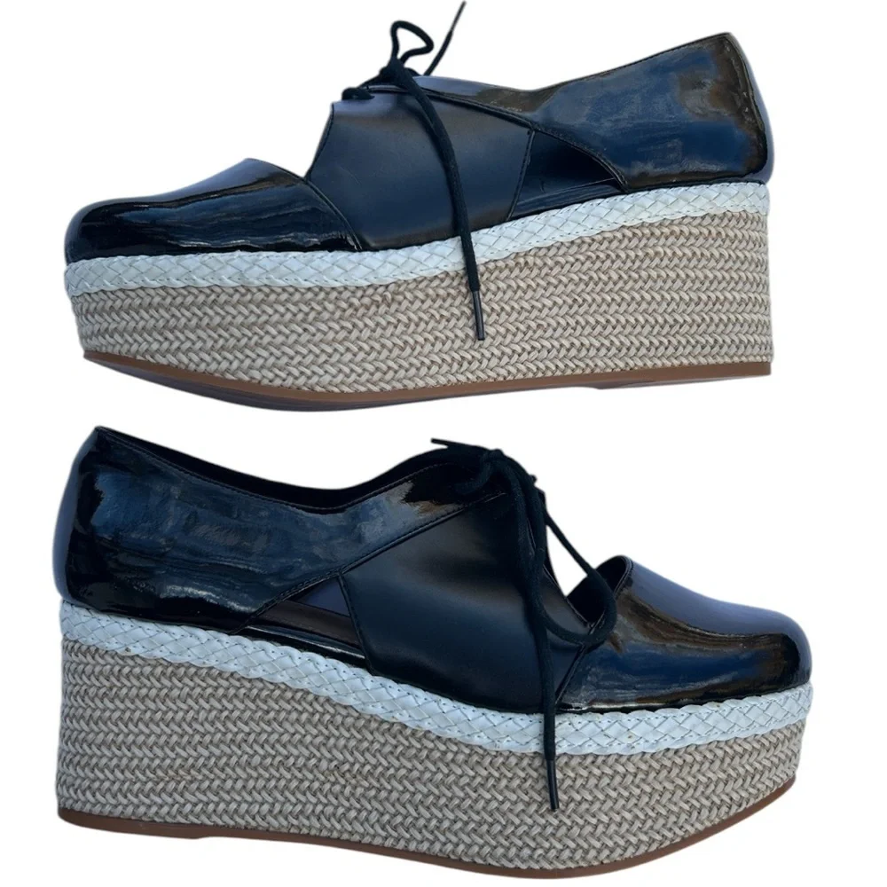 Charles & Keith Platform lace up patent shoes 37 or 7